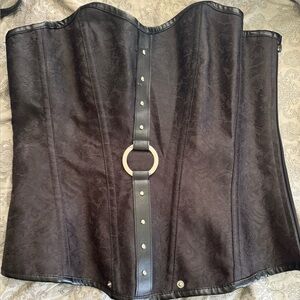 Black Brocade Corset with Silver Accents